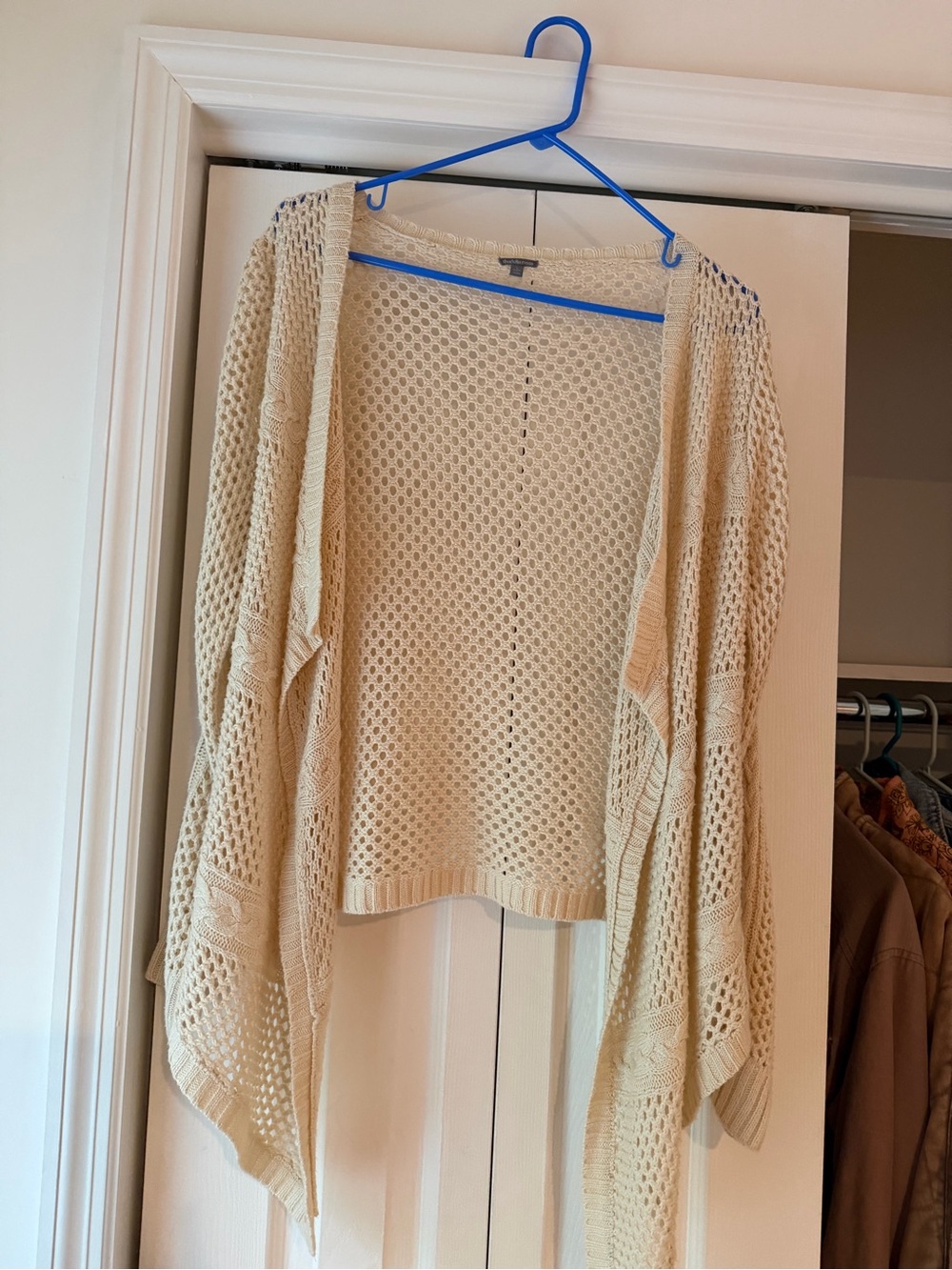 Charlotte Russe Cream Open-Weave Draped Cardigan